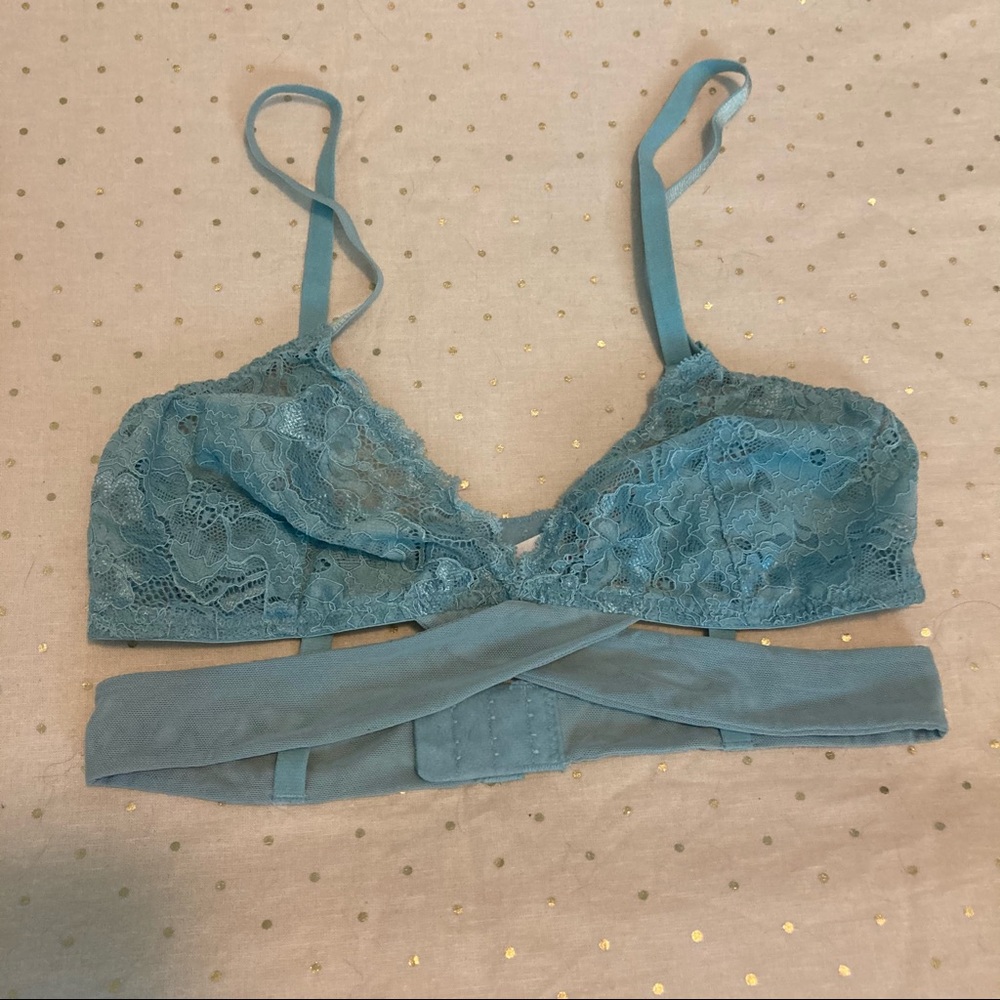 Free people light blue lace wrap bralette